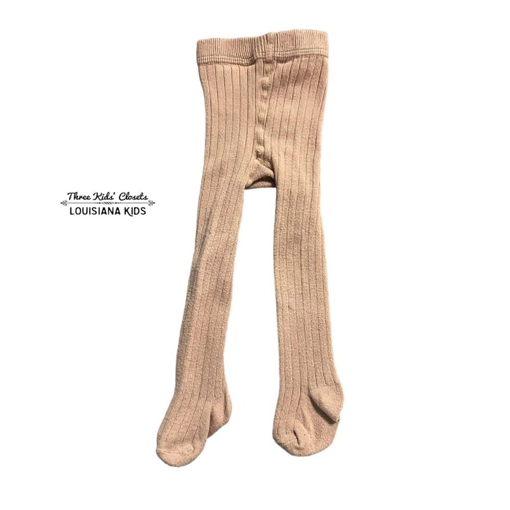 Quincy Mae 6-12m Blush Ribbed Tights